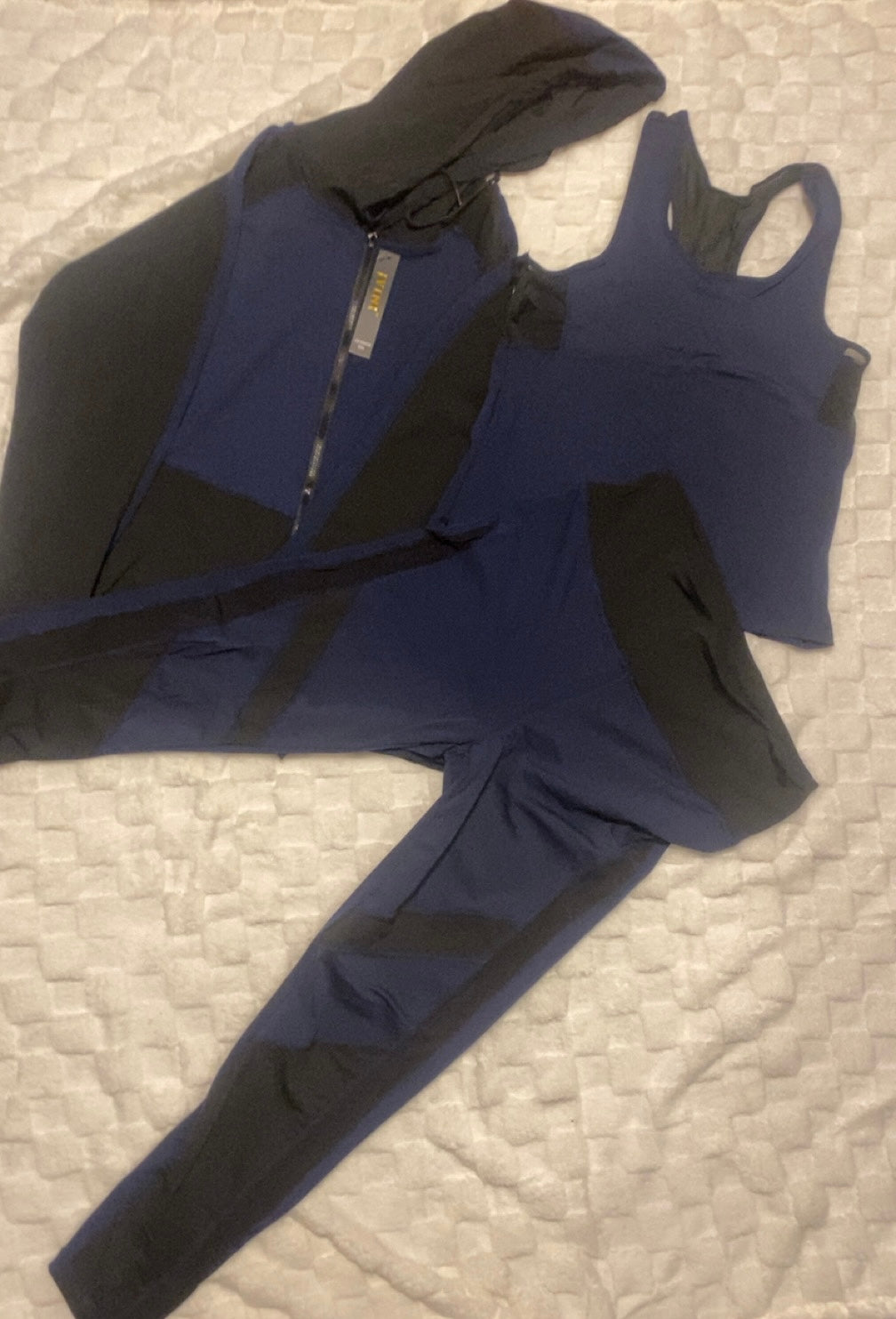 3 piece blue and black